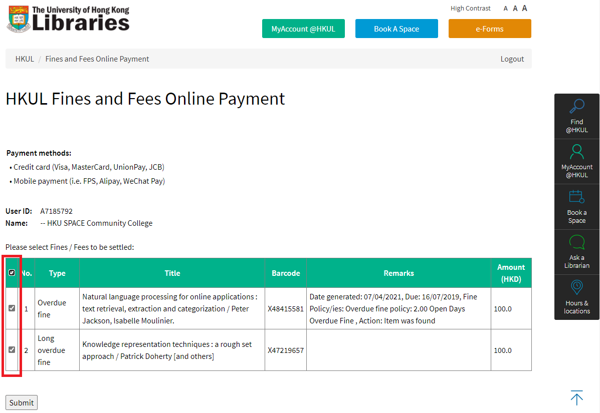 online payment step 2
